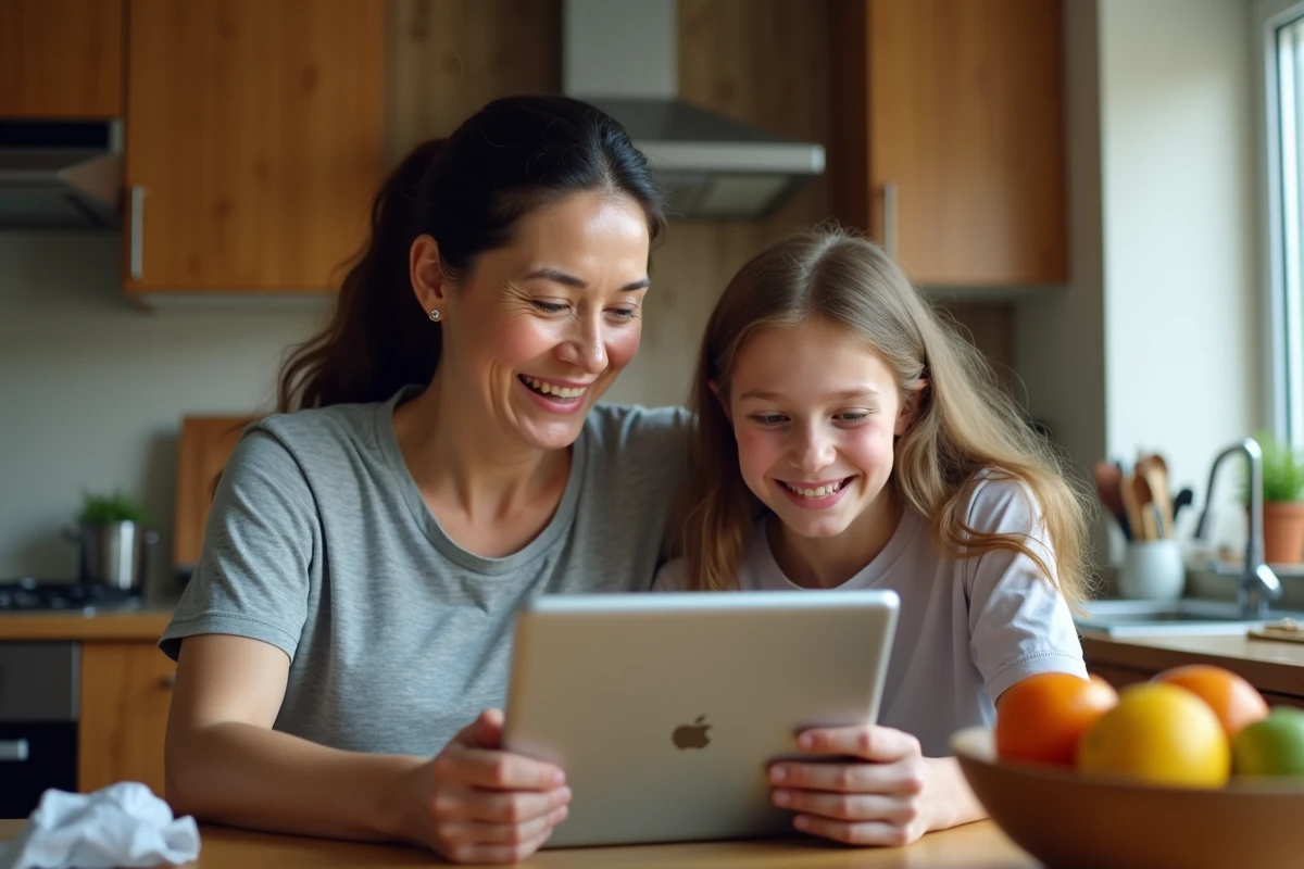 Femme et adolescente regardant un match de basketball ensemble